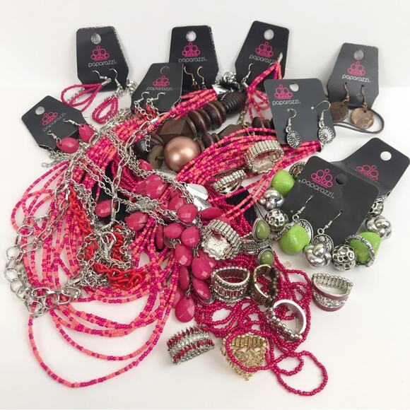 Paparazzi Costume Statement Jewelry Lot Rings Necklace Earring Sets DIY Upcycle - Picture 1 of 15